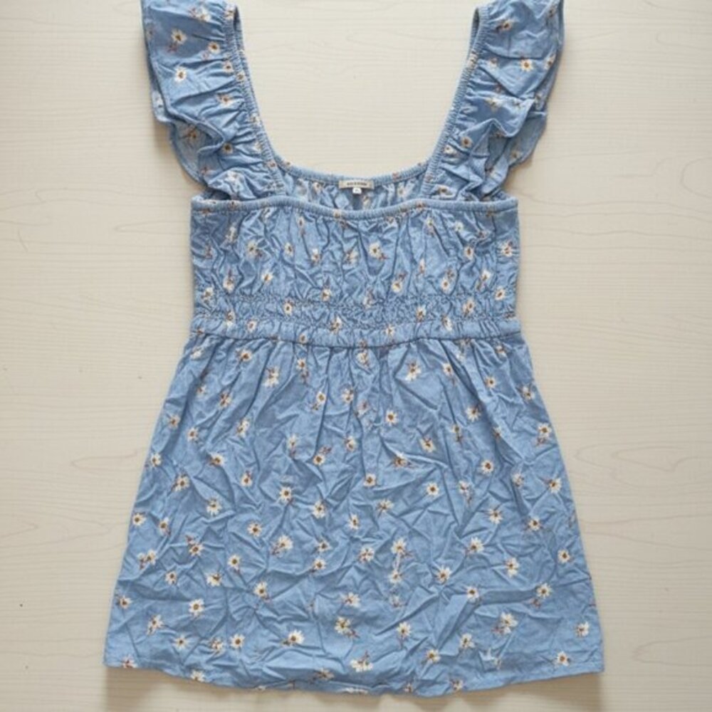 Billabong Women’s XS Light Blue Floral Sundress –‎ Daisy Print Smocked Bodice